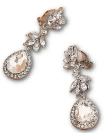 Rhinestone Water-drop Clip On Earrings