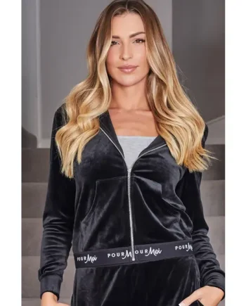 Logo Super Soft Velour Hoodie - Black
