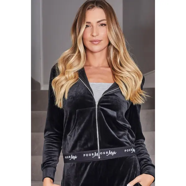 Logo Super Soft Velour Hoodie - Black