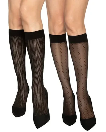 Charnos Chevron And Spotty Stripe Knee Highs 2PP