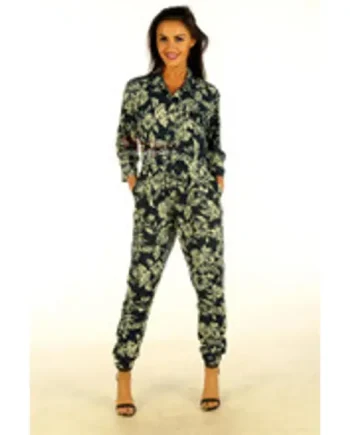 Catsuit Blue Floral New Season Linen Cotton Jumpsuit All In One 1703