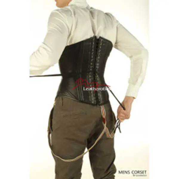 Men's Leather Corset Boned Posture Support 1224