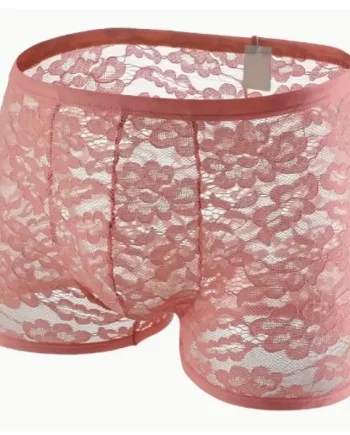 Men’s Slim Fit Pink Lace Boxers (Small)