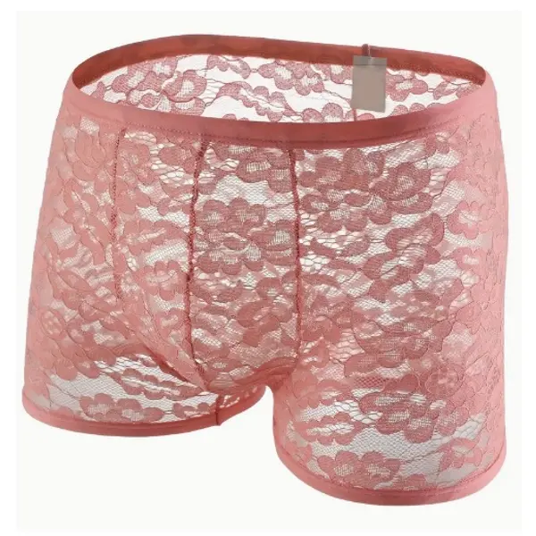 Men’s Slim Fit Pink Lacy Boxers (Medium)