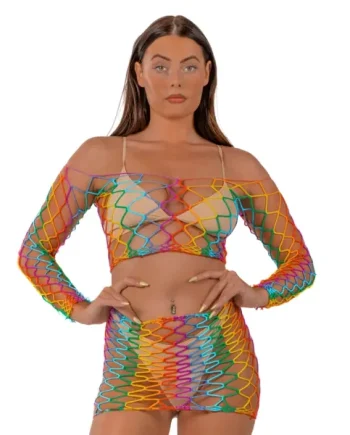 Lace by LJ Rainbow Crop Top and Skirt Set