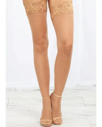 Dreamgirl Nude Lace Top Silicone Sheer Hold Ups
