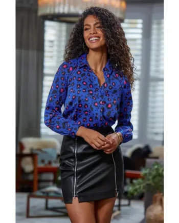 Ella Faux Leather Zip Front Mini Skirt - Black