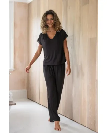 Sofa Loves Lace Soft Jersey Trouser - Black