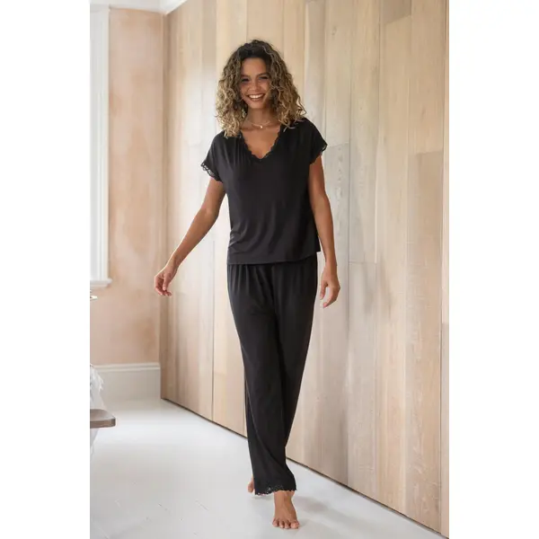 Sofa Loves Lace Soft Jersey Trouser - Black