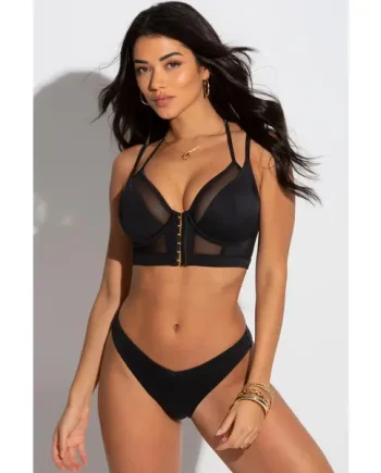 Space High Leg V Brief - Black