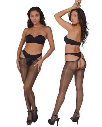 Pearl And Poseidon Deidre Suspender Wrap Around Crotchless Tights