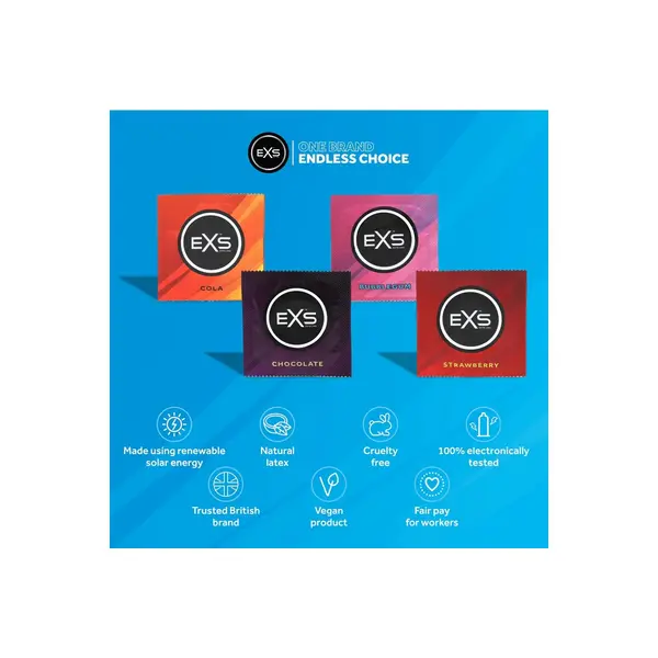 EXS boxed Mixed Flavoured condoms 48