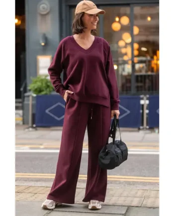 The Softest Off Duty Wide Leg Jogger - Burgundy