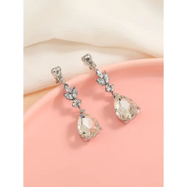 Rhinestone Decor Clip On Earrings