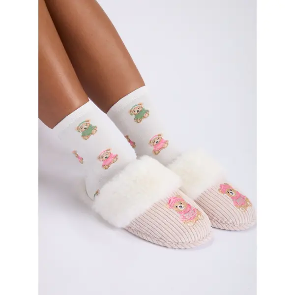 Fluffy teddy bear midi socks
