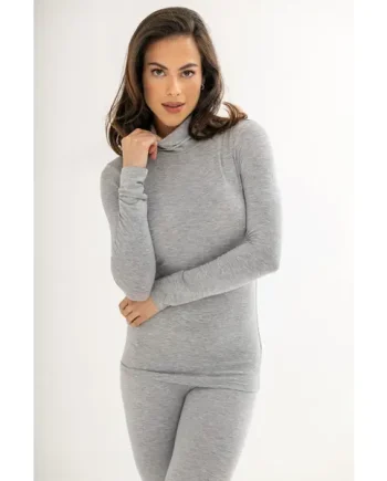 Second Skin Thermal Roll Neck Top - Grey