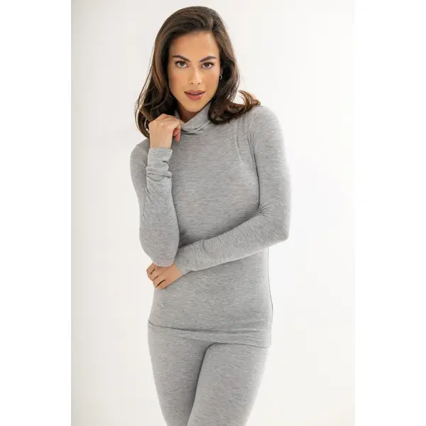 Second Skin Thermal Roll Neck Top - Grey