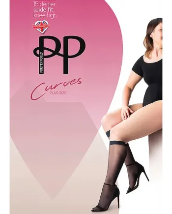 Pretty Polly Curves Comfort Top Knee Highs 2PP