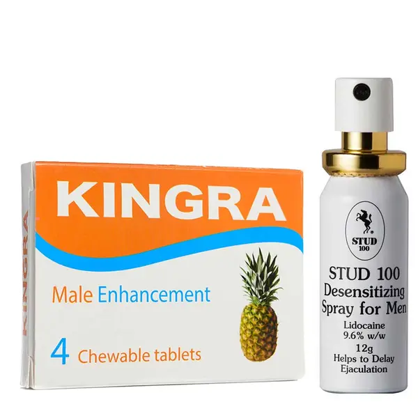 KINGRA Ultra Strong 4 Erection Pills + STUD 100 Last Longer and Enjoy Intimate Moments