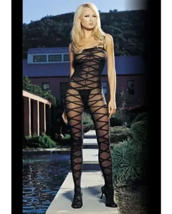 Leg Avenue Sheer Criss Cross Bodystocking 8643