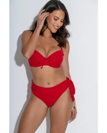 Ocean Breeze Foldover Tie Bikini Brief - Red