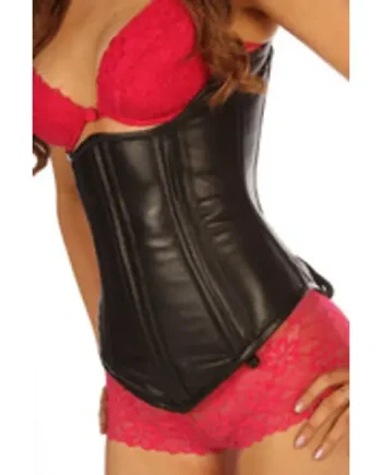 Black Under Bust Leather Corset Cupless Tight Lacing