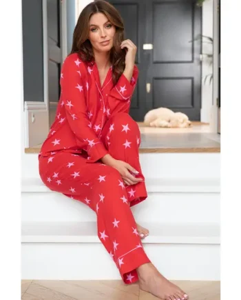 Luxe Woven Twill Pyjama Set - Red/Pink
