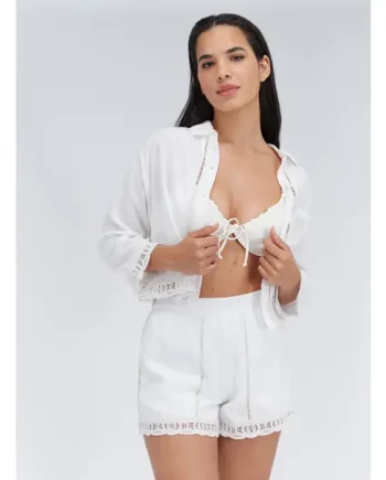 Linen blend beach shirt