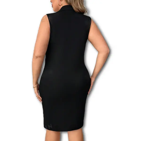 Turn-Down Collar Button Decorated Dress