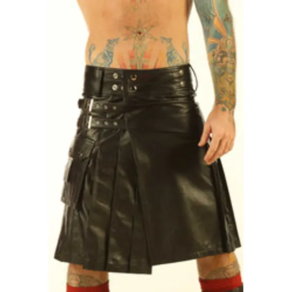 Soft Supple Leather Made Kilt Pleated KILT1