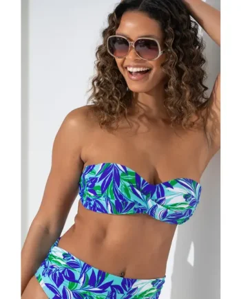 Santa Monica Non Wired Strapless Bandeau Top - Aqua Palm