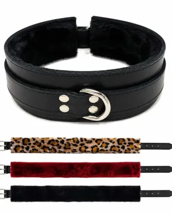 Leather Collar with Faux Fur Lining