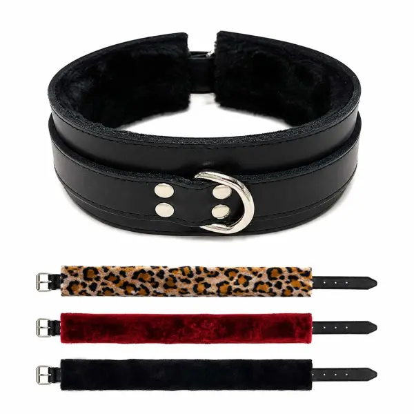 Leather Collar with Faux Fur Lining