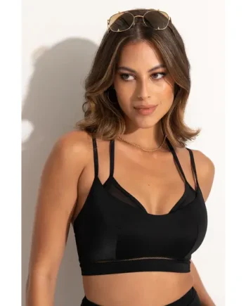 Sydney Double Strap Lightly Padded Underwired Cami Bikini Top - Black