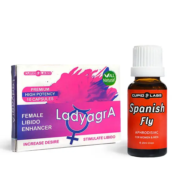 LadyagrA Arousal Capsules for Women - 10 Capsules + Spanish Fly Cupid 20ml - Desire-Enhancing Drops