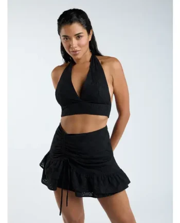 Broderie cotton mini skirt