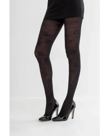 Floral Lace Tights - Black