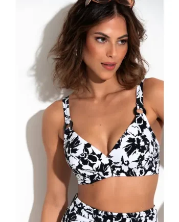 Cali Recycled Hidden Underwired Bikini Top - Black/White