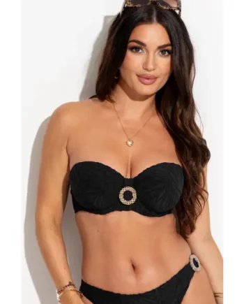 Ibiza Strapless Lightly Padded Underwired Halter Top - Black