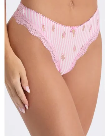 Mimi gingerbread striped scrunch thong