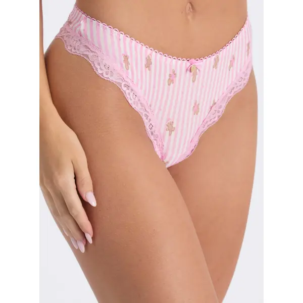 Mimi gingerbread striped scrunch thong