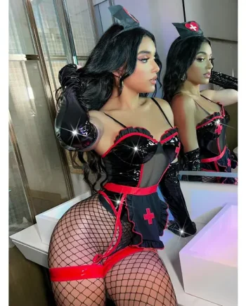 PU Leather Maid Costume