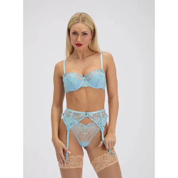 Jules bow embroidered suspender belt