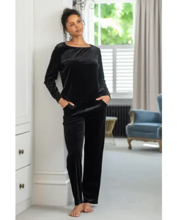 Velour Lounge Pyjama Set - Black