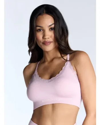 Ribbed seamless lace bralette