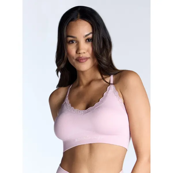 Ribbed seamless lace bralette