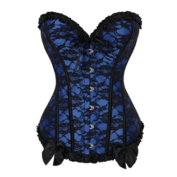 Blue and black corset bustier