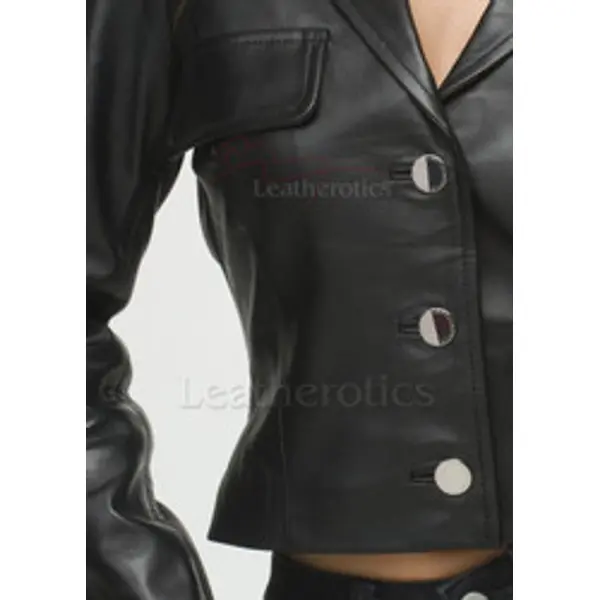 Leather Cropped Blazer Top