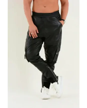 Real Leather Cargo Pants Jogging Bottom