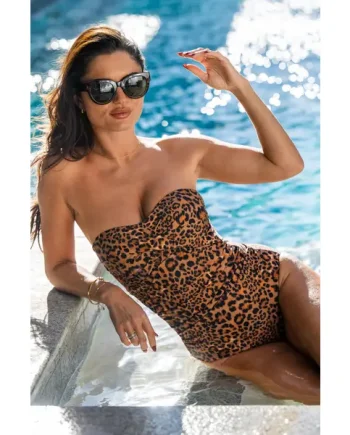 Santa Monica Strapless Tummy Control Swimsuit - Leopard